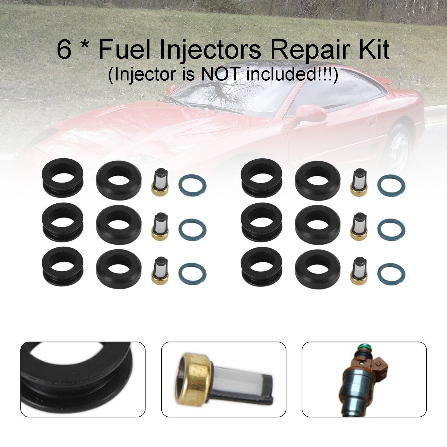 Mitsubishi 3000GT 1991-1999 6PCS Fuel Injectors Seal O-Ring Kit 18-10066 INP-014 MD164888
