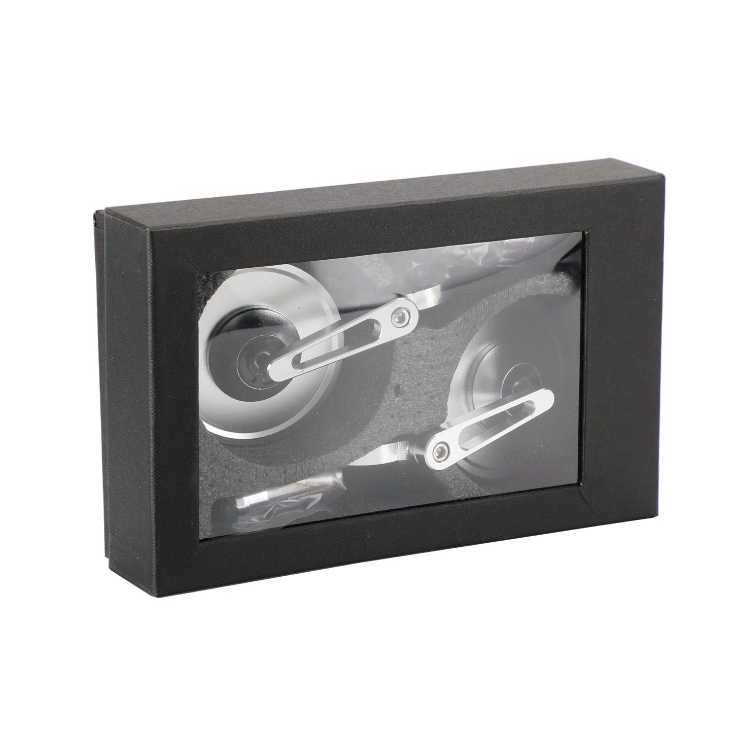 Rétroviseurs d'extrémité de guidon en aluminium 7/8"-1" Argenté Bras court 3" Rétroviseurs ronds