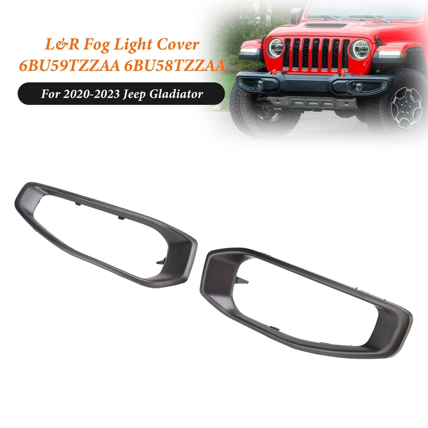 Paire de garnitures de phares antibrouillard pour Jeep Gladiator 2020-2023 6BU59TZZAA 6BU58TZZAA