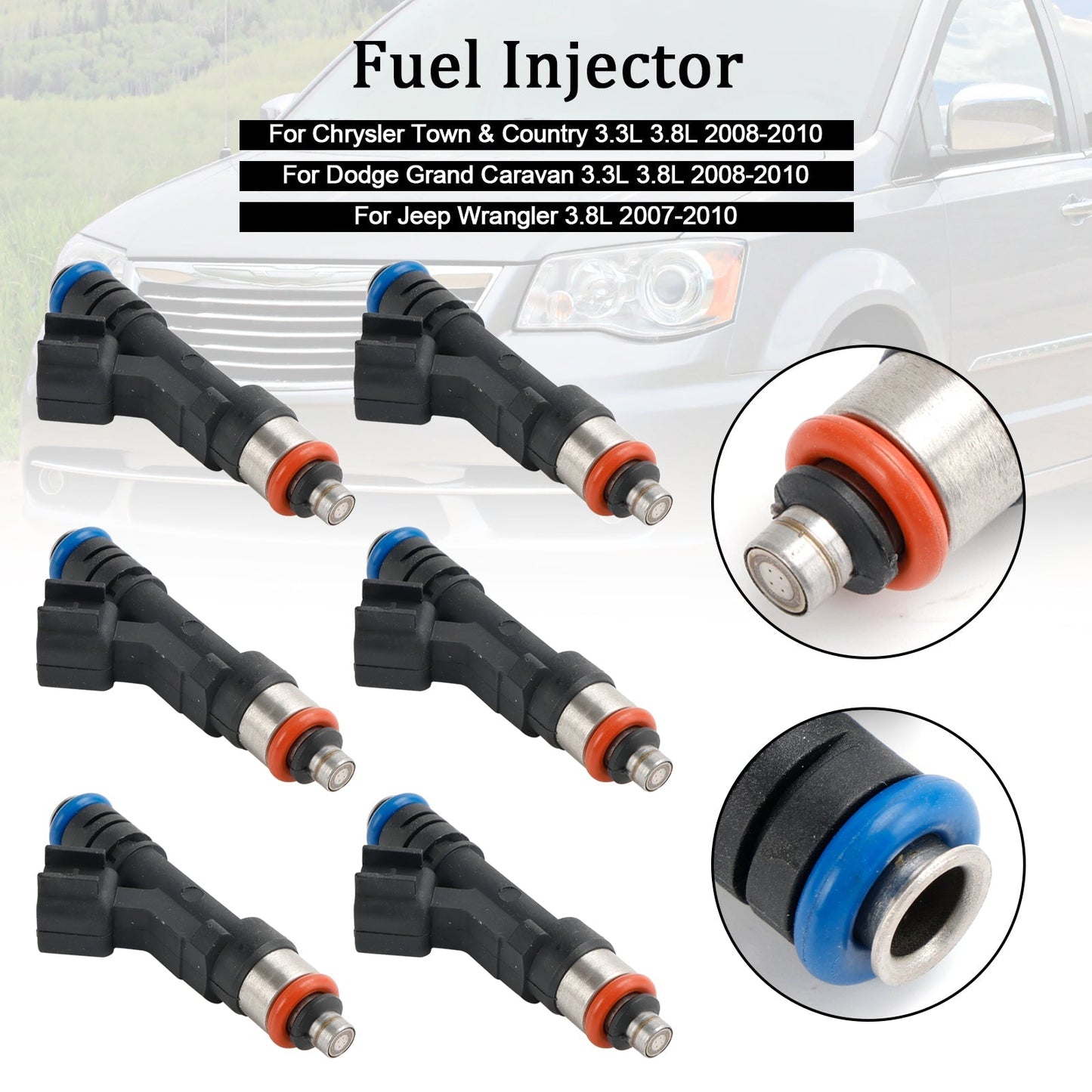 Inyector de combustible 0280158119 812-11131 para Dodge Grand Caravan (2008-2010, 3,3 l, 3,8 l, 6 unidades)
