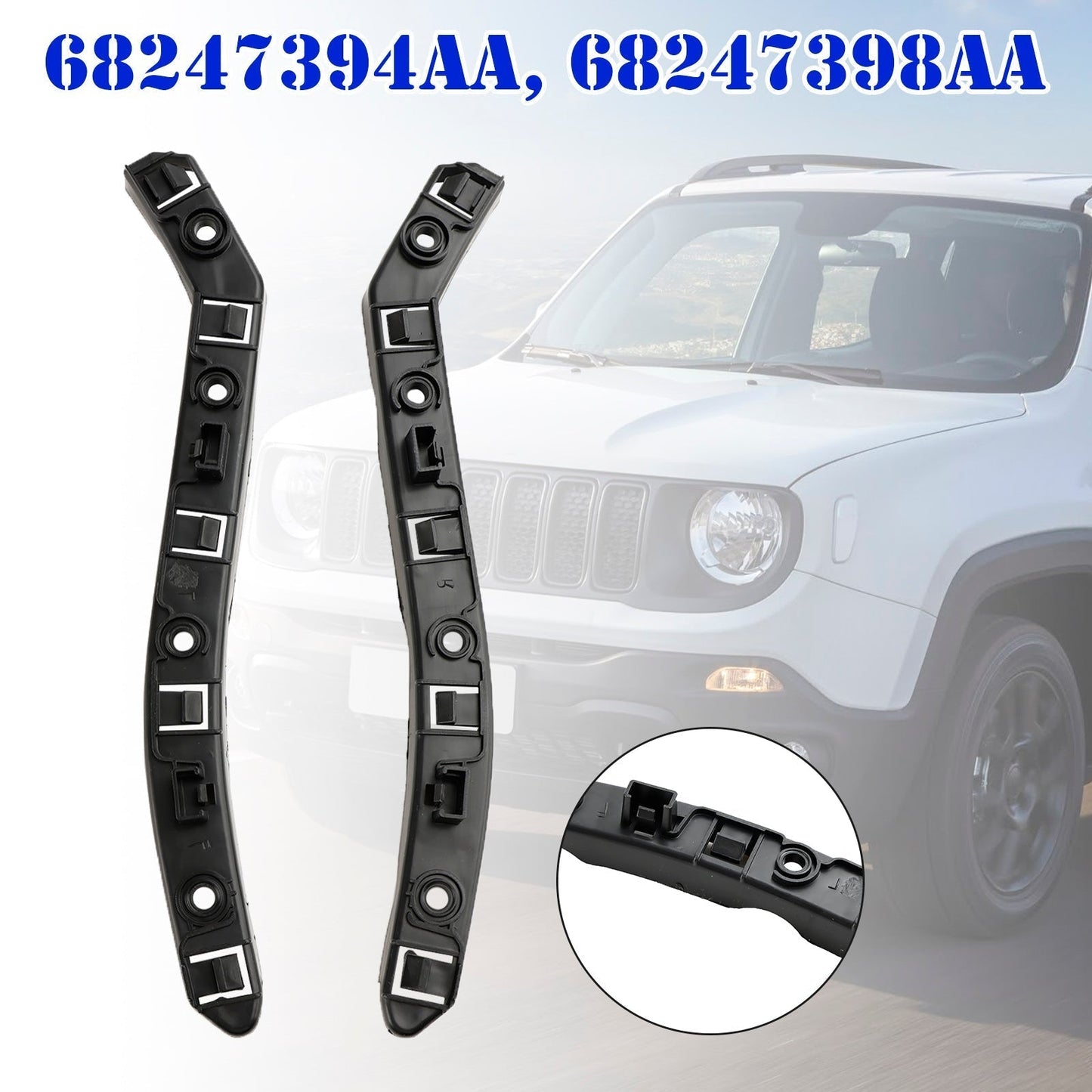 2019-2020 For Jeep Renegade High Altitude Bumper Bracket Set Front Driver and Passenger Side 68247394AA 68247398AA