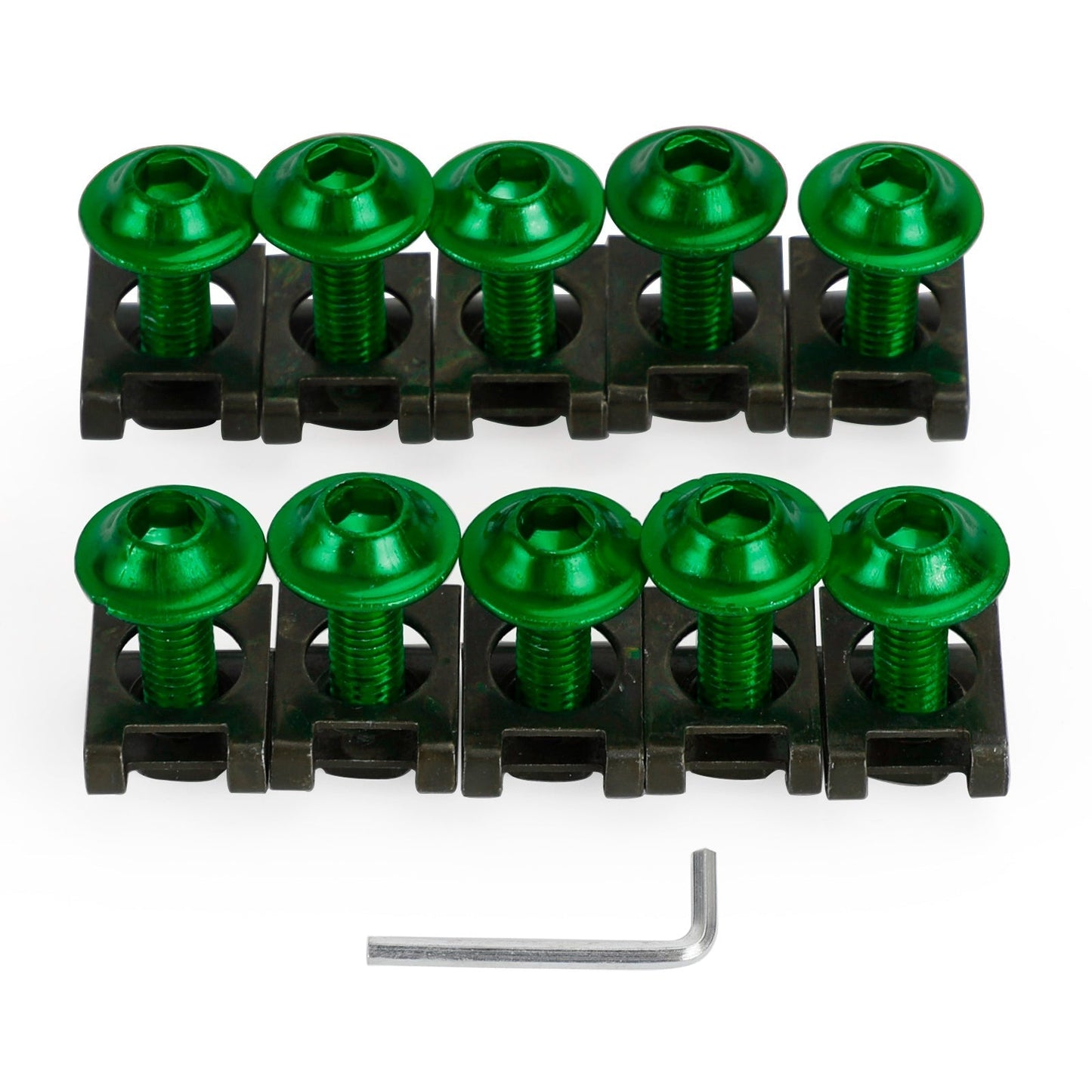 10 boulons en aluminium M6 x 20 mm pour pare-brise de moto et clips à ressort en C pour Honda