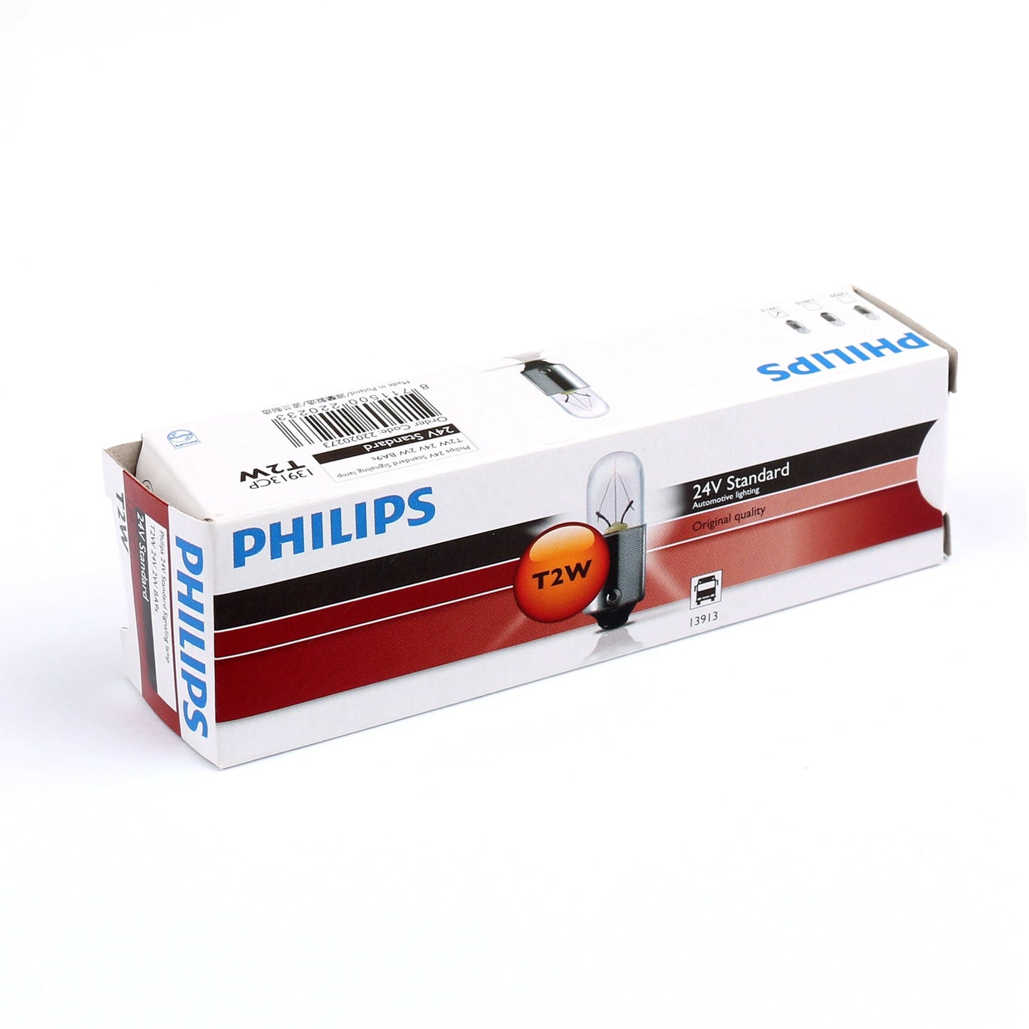 Lot de 10 ampoules de signalisation standard Philips 13913 24 V 2 W T2 W BA9s 3 200 K
