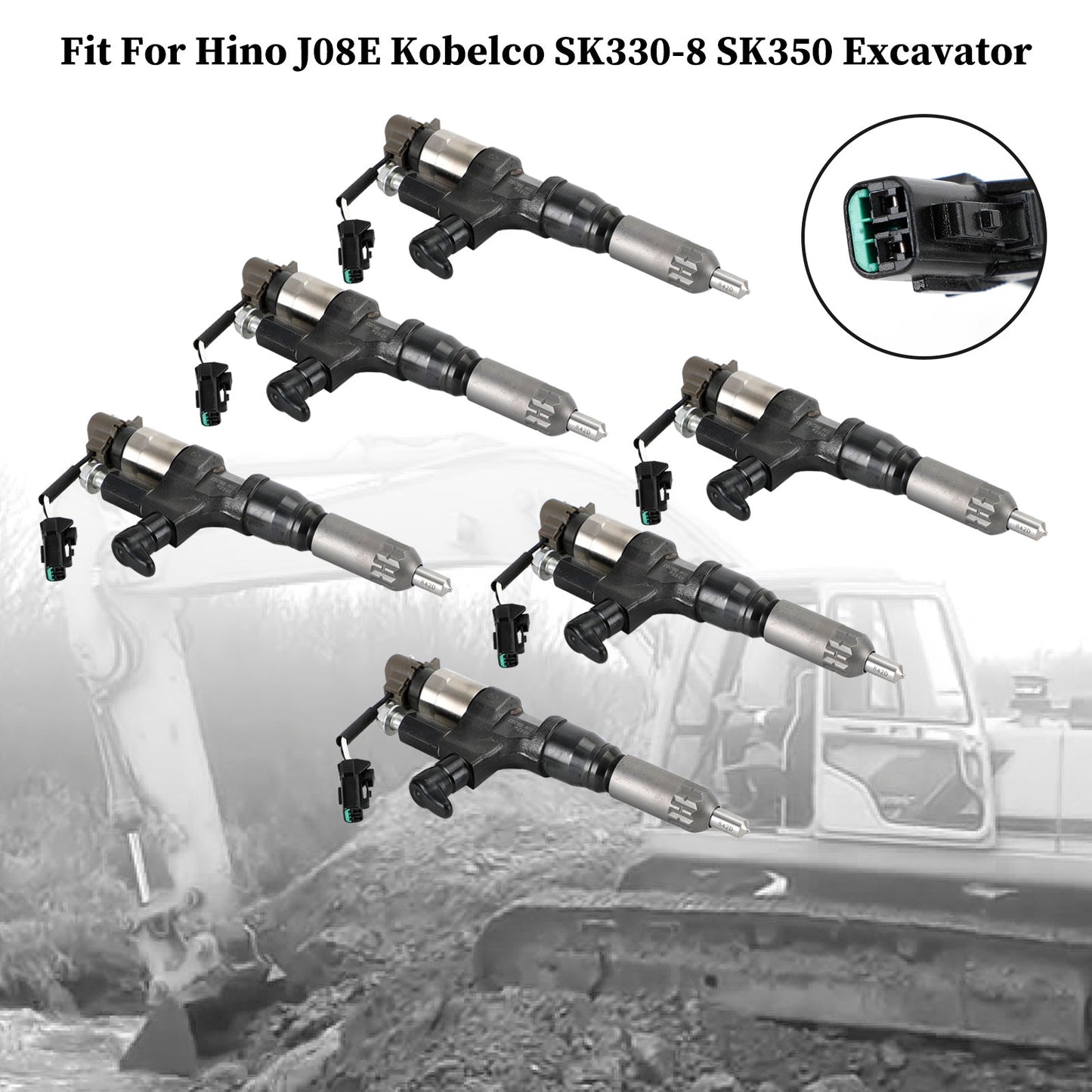 Injecteurs de carburant pour excavatrice Hino J08E Kobelco SK330-8 SK350 6 pièces 095000-6593 CB84034501S 23670-E0010