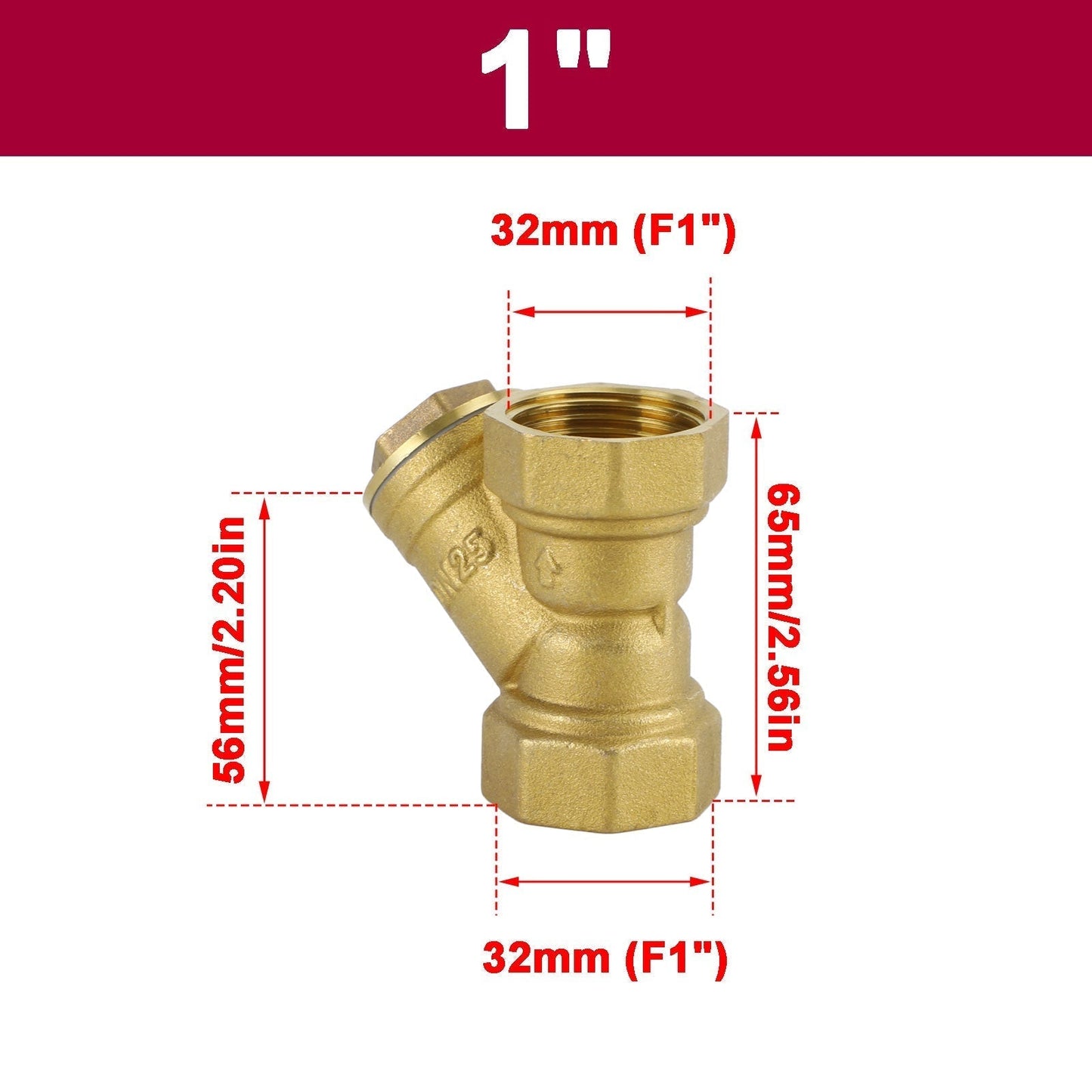 1/2"-1" NPT Thread Y Shaped Brass Strainer Filter Valve Connector For Water Oil, 1"