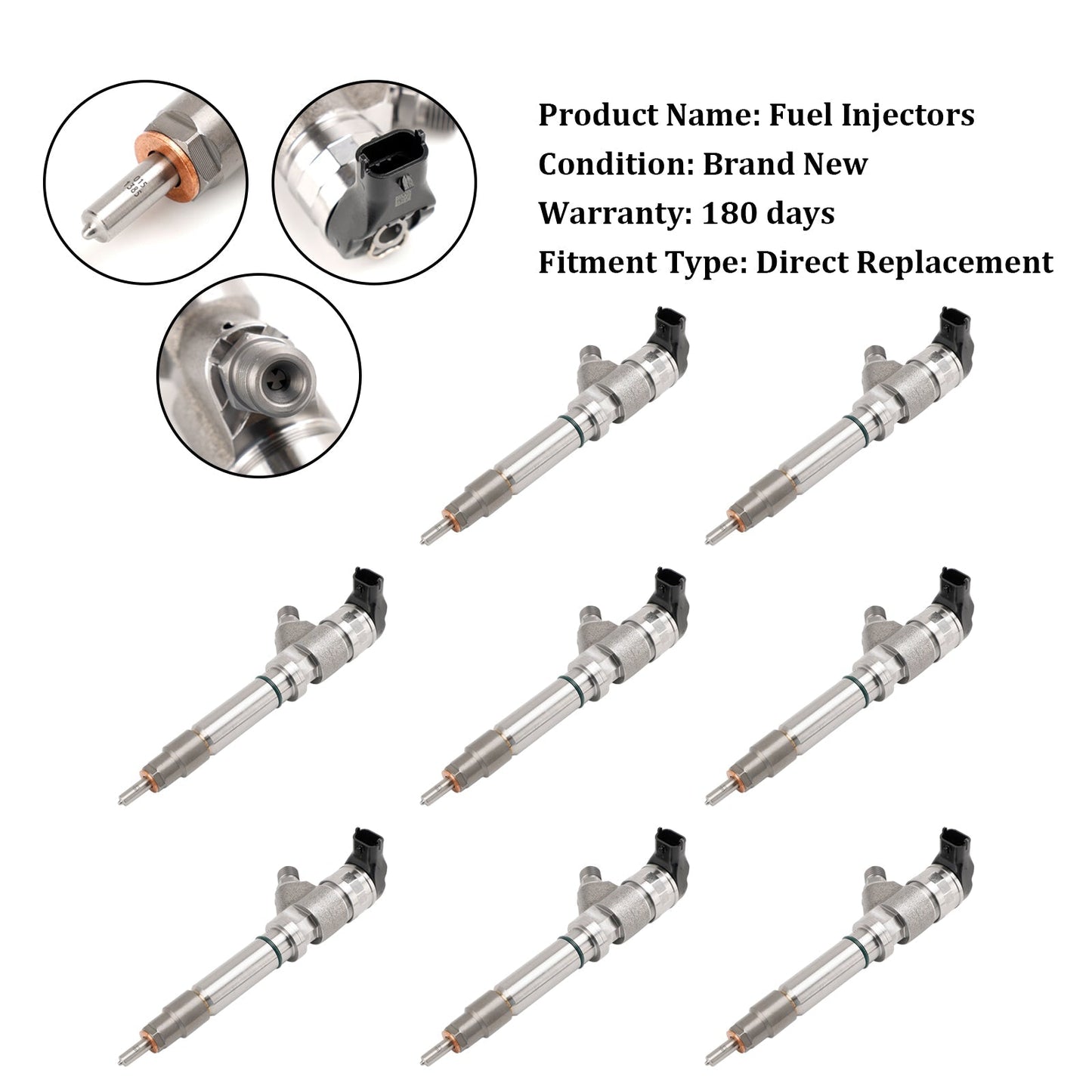8PCS Fuel Injector 0986435504 Fit For GMC Fit For Chevy 6.6L Duramax LLY 2004.5-2005