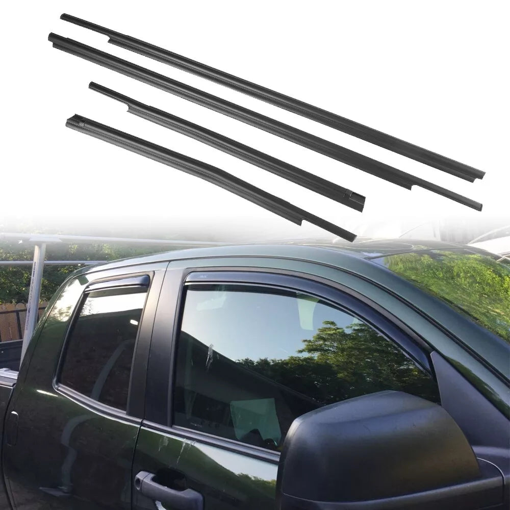 4 piezas de burletes para ventana exterior de Toyota Tundra de cabina doble (2007-2020) 68160-0C020, 68210-0C020 y 68163-0C010
