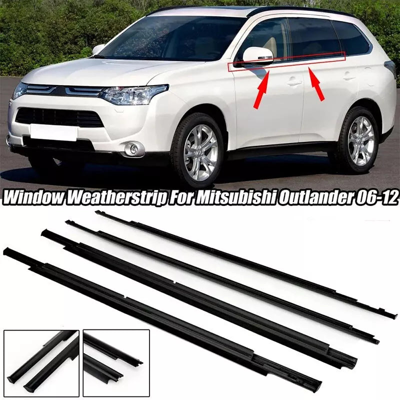2006-2012 Mitsubishi Outlander 5757A003 5757A004 4 piezas de burlete para ventana exterior de coche, moldura de correa de sellado