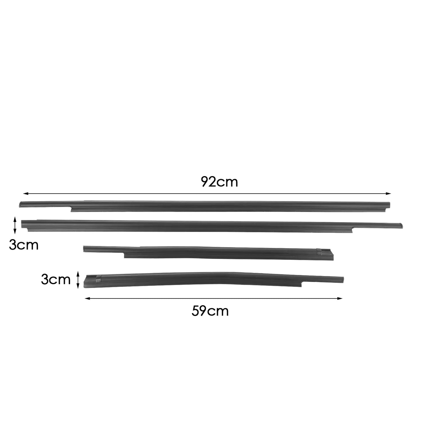 4 piezas de burletes para ventana exterior de Toyota Tundra de cabina doble (2007-2020) 68160-0C020, 68210-0C020 y 68163-0C010