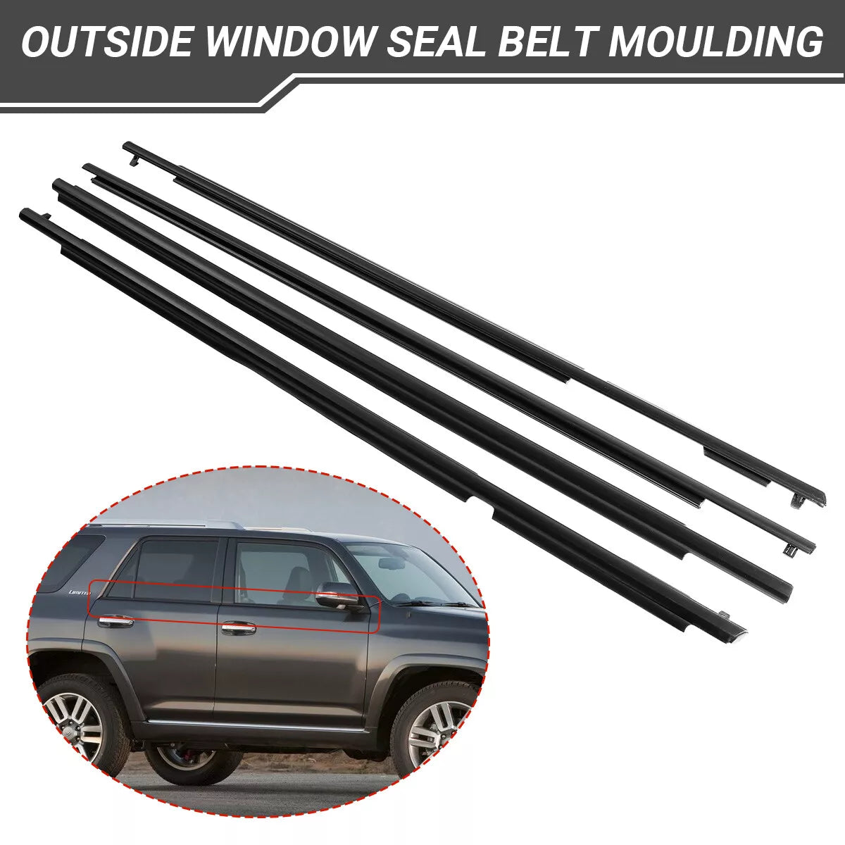 Moldura de la correa del sello del burlete de la ventana exterior del automóvil Toyota 4Runner (2010-2021) 75712-35011 75721-35011