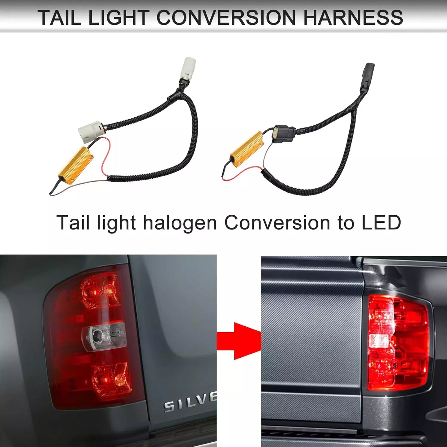 Arnés de conversión de luces traseras LED PNP para GMC Sierra Chevrolet Silverado 2016-18