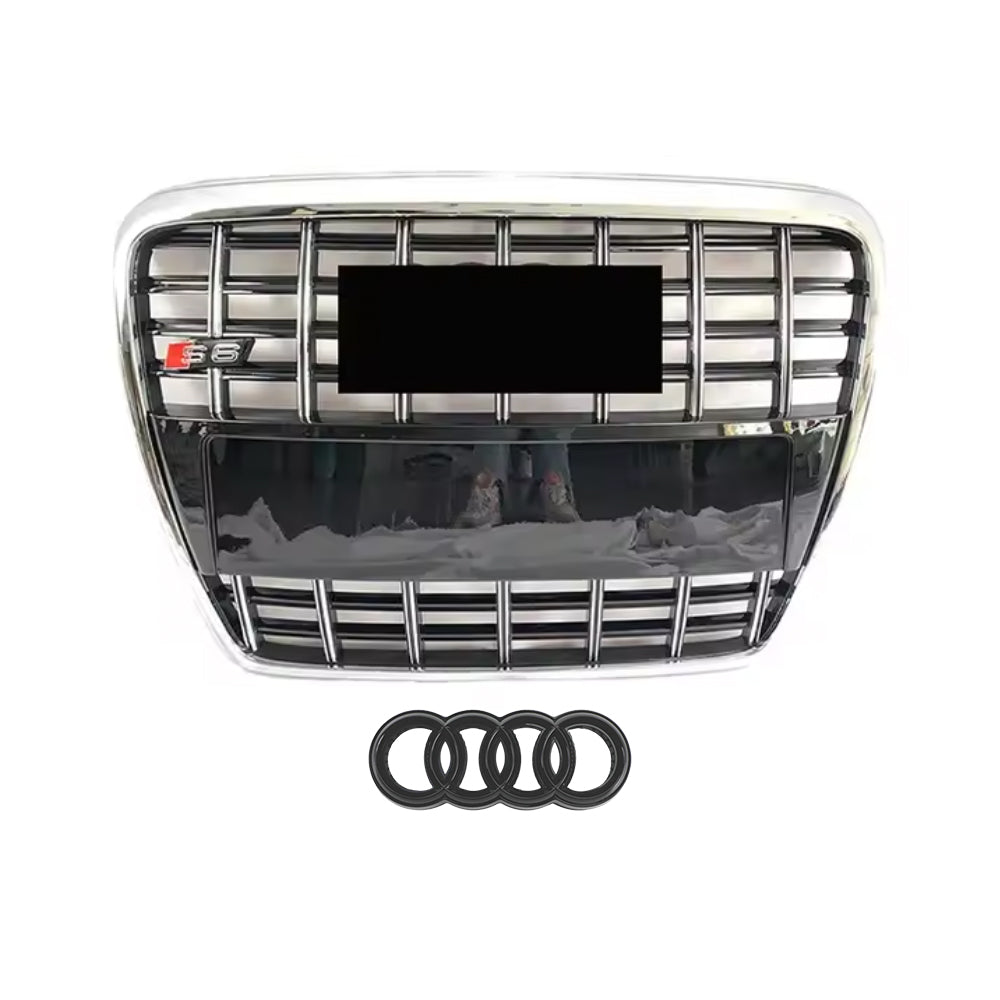 2005-2011 Audi A6 S6 C6 To S6 Style Front Bumper Grille Grey And Chrome Trim Grill High Quality Upper Grille