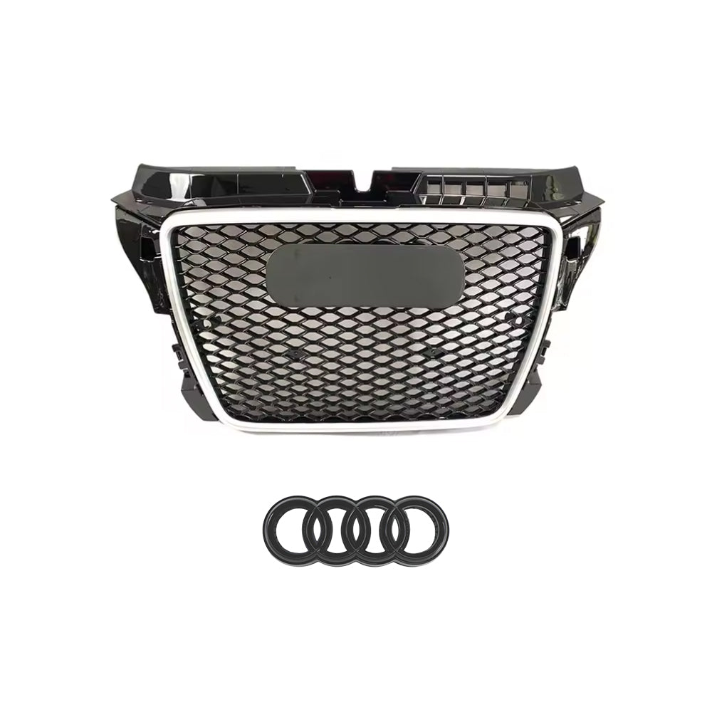 2008-2012 Audi A3/8P To S3/RS3 Style High Quality ABS Grille Chrome Trim Grill Silver And Black Front Bumper Grille
