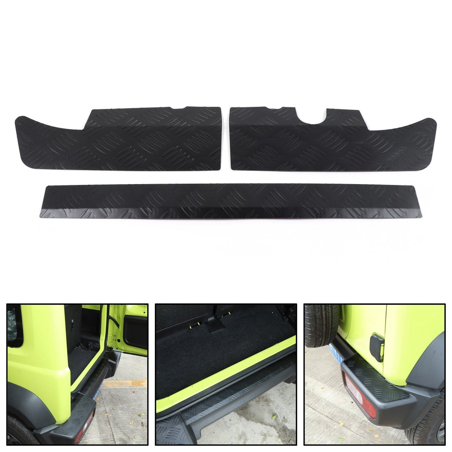 2019-2023 Suzuki Jimny Sierra JB74 3xBlack Alloy Rear Bumper Protector Guard Panel Trim