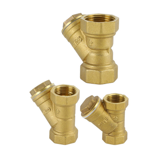 Connecteur de vanne de filtre à tamis en laiton en forme de Y, filetage NPT 1/2"-1" pour eau et huile, 1/2"