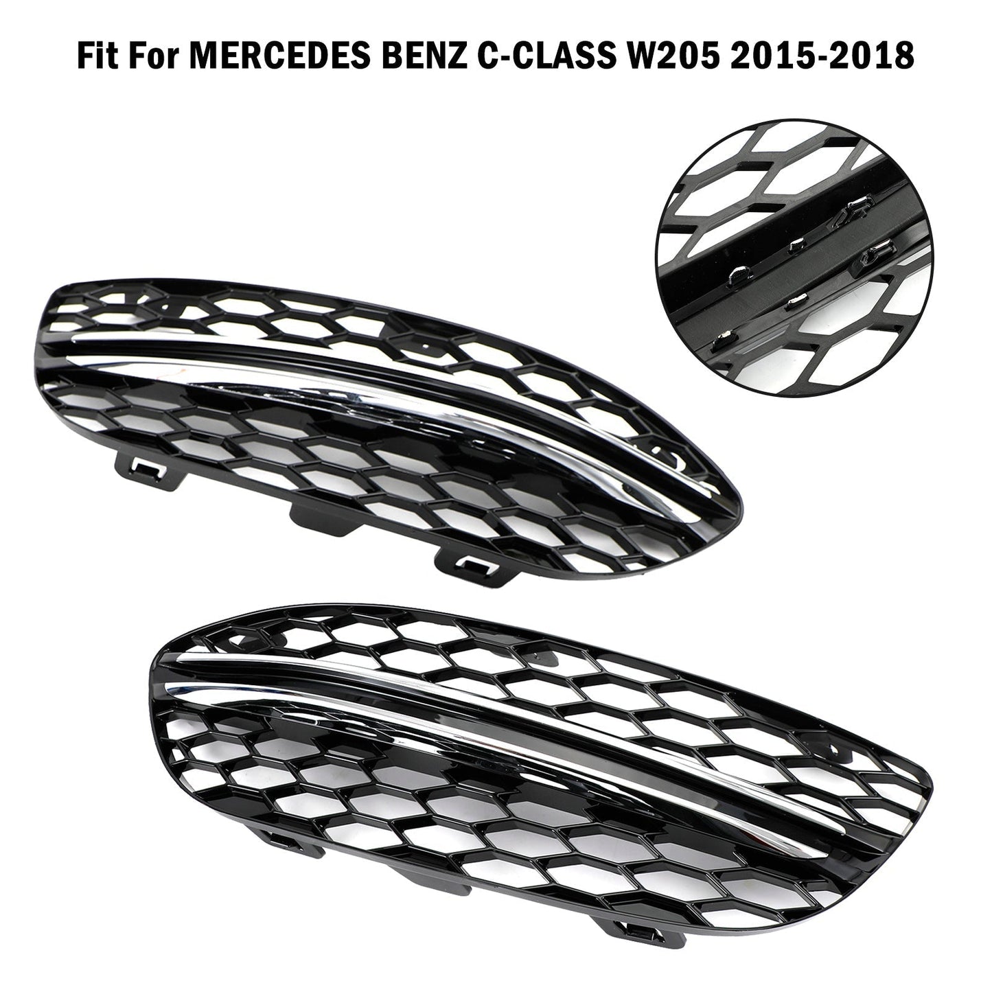 Benz 2015-2018 C-Class W205 14475205 2058851623 Black Chrome Front Fog Light Cover