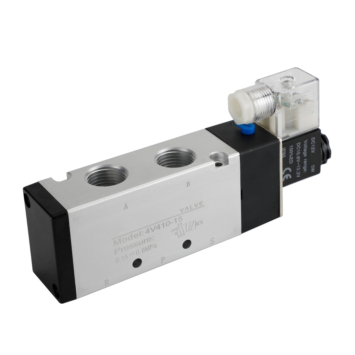 Electroválvula neumática 4V310-10, 12 V CC, 2 posiciones, 5 vías, PT de 1/2"