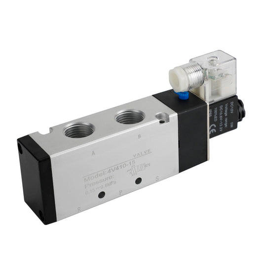 Electroválvula neumática 4V310-10, 12 V CC, 2 posiciones, 5 vías, PT de 1/2"