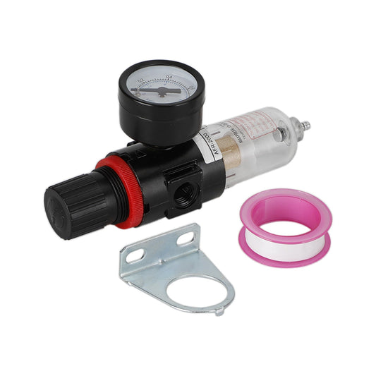 Filtro separador de agua para compresor de aire AFR-2000 de 1/4" con herramientas y manómetro regulador