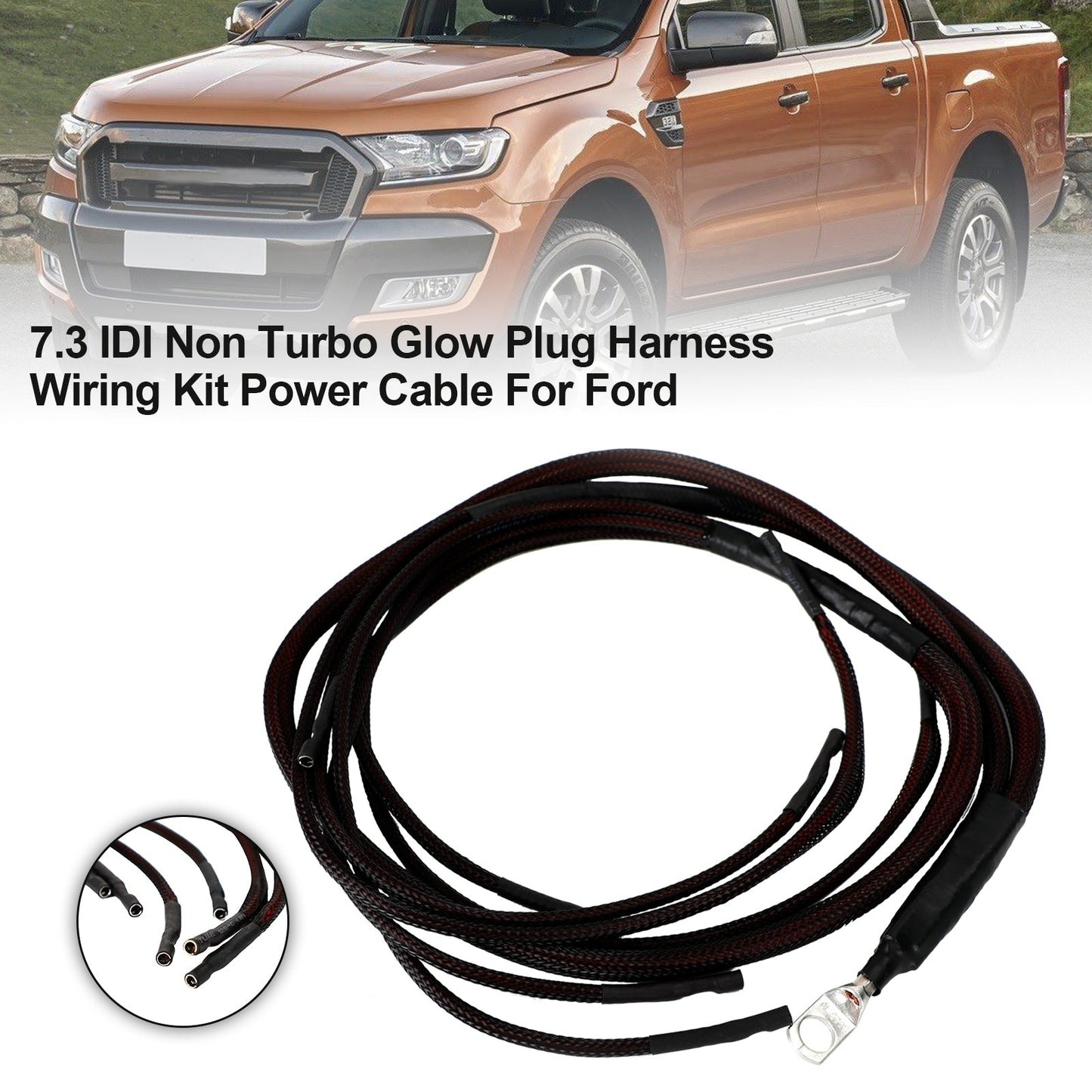 Kit de cableado de bujías incandescentes IDI 7.3 sin turbo y cable de alimentación para Ford