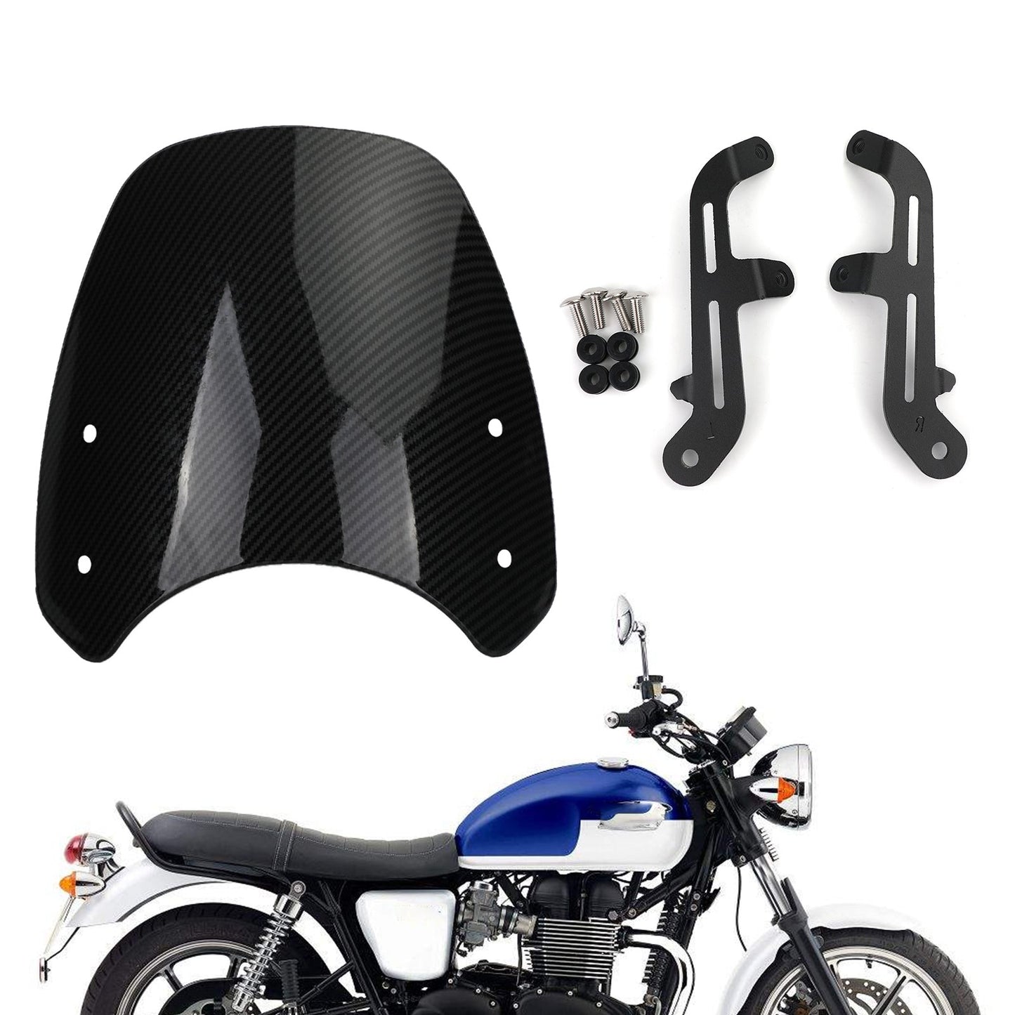 Pare-brise en plastique ABS et carbone pour Triumph Bonneville T100 T120