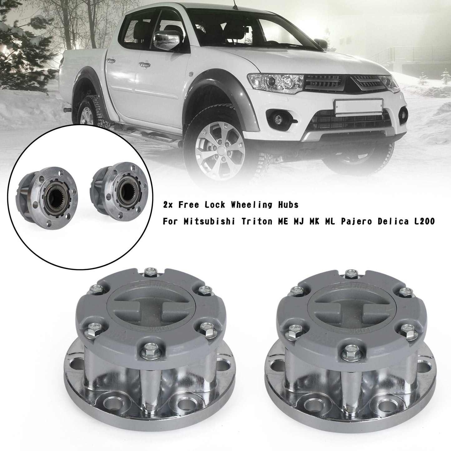 1990 Onwards Mitsubishi L200 / Challenger 2x Free Lock Wheeling Hubs WS2MLX