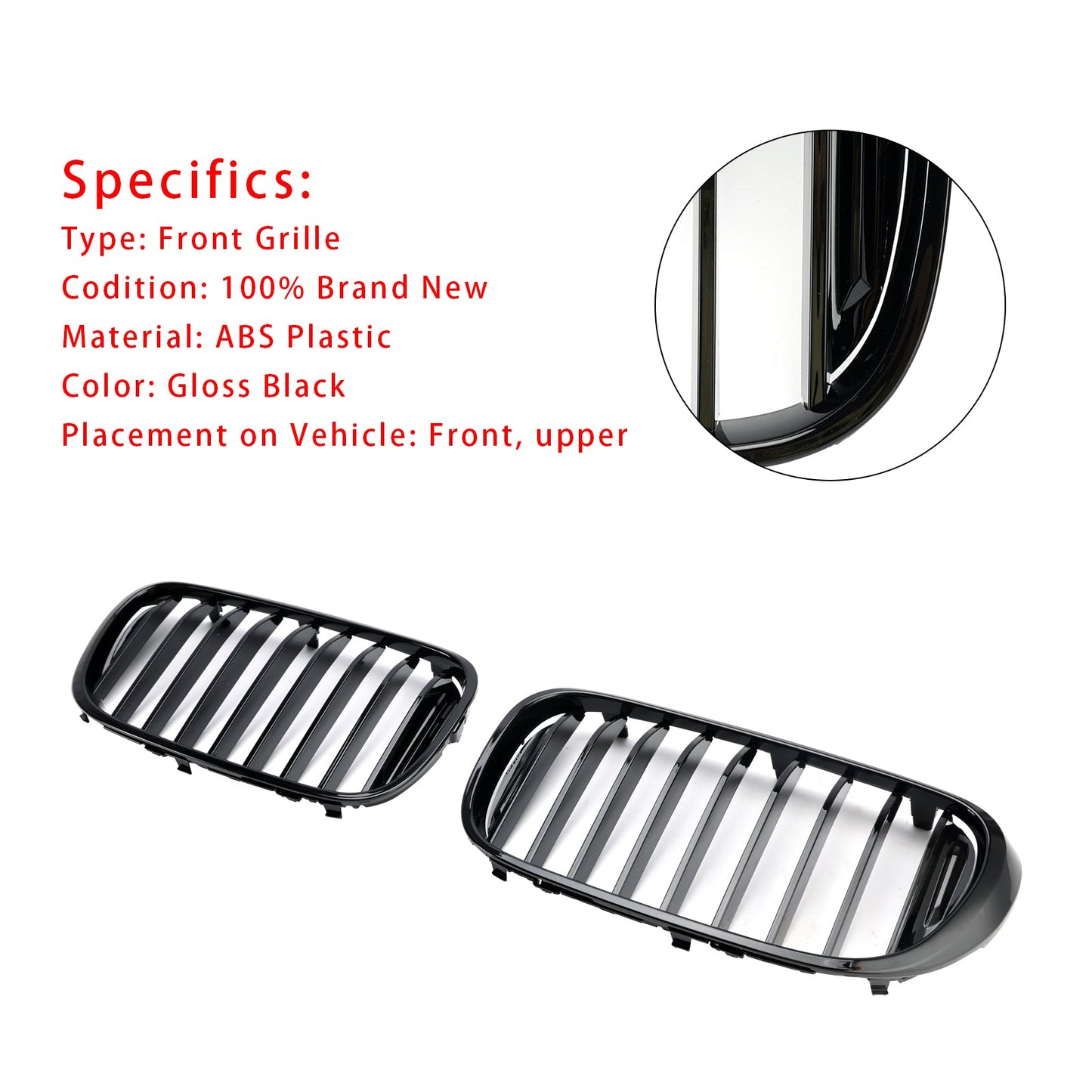 2015.07-2019.01 BMW 7 Series G11 Saloon/Sedan 740i/750i/740e xDrive Front Kidney Grille Gloss Black Grill