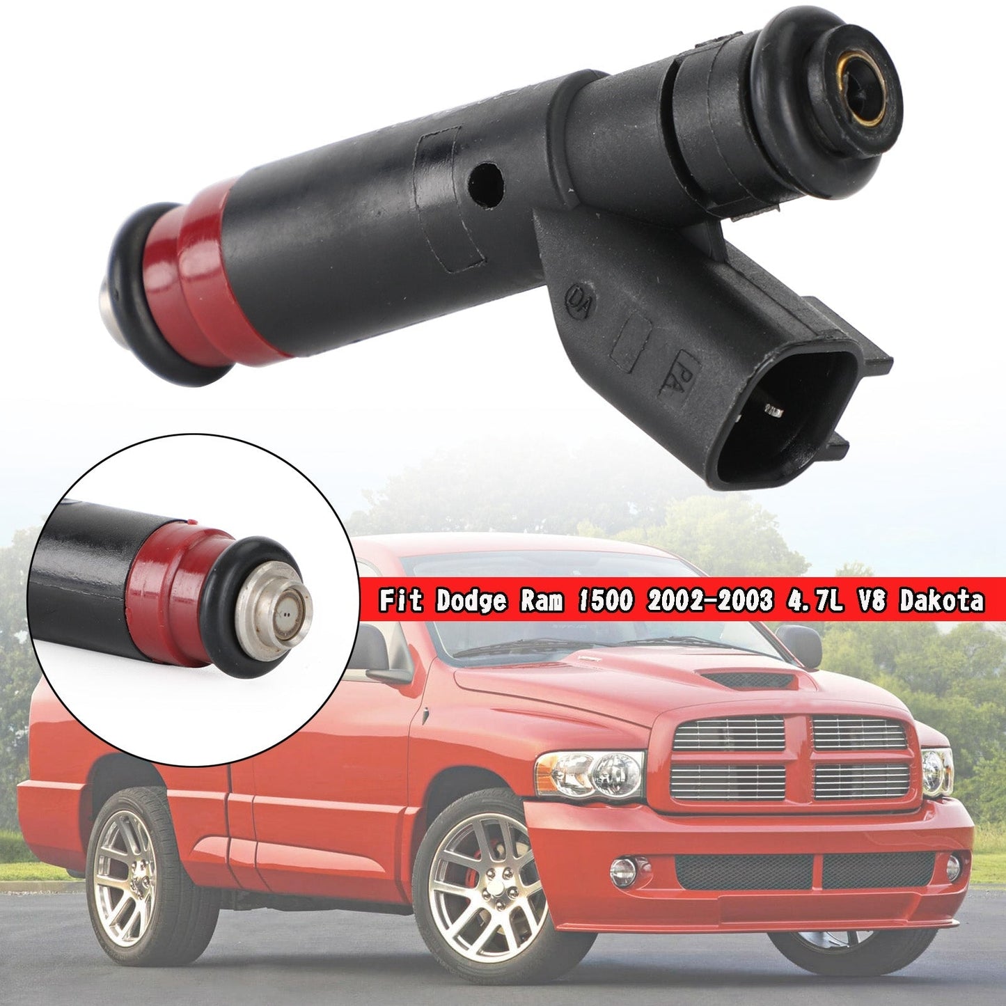 1 inyector de combustible 53032145AA compatible con Dodge Ram 1500 4.7L V8 2002-2003