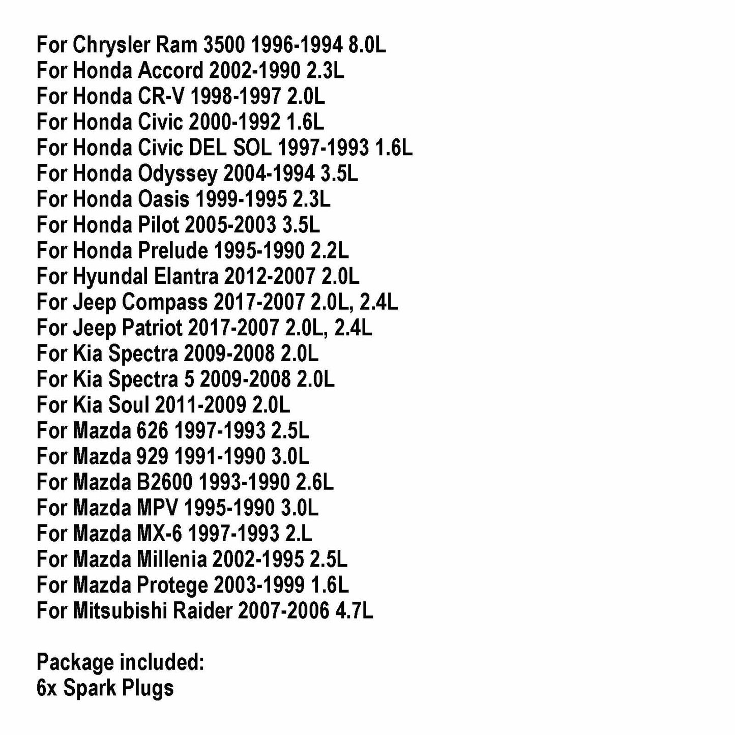 6 bujías 98079-5514N PZFR5F-11 4363 para Honda Accord Chrysler