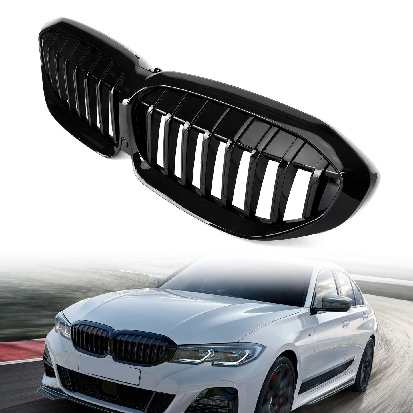 2019-2020 BMW G20 3 Series 320i/330i/320d/M340i/318i/330e Kidney Grille Gloss Black Grill