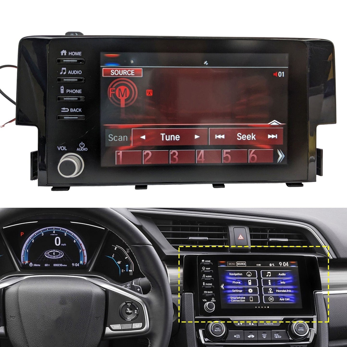 Pantalla de radio de 7 pulgadas para Honda Civic 2019-2021 (39710-TBA-A41)