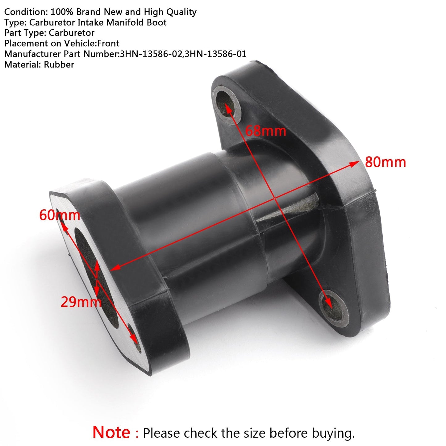 Soufflet de collecteur d'admission de carburateur pour Yamaha 350 400 3HN-13586-02 3HN-13586-01