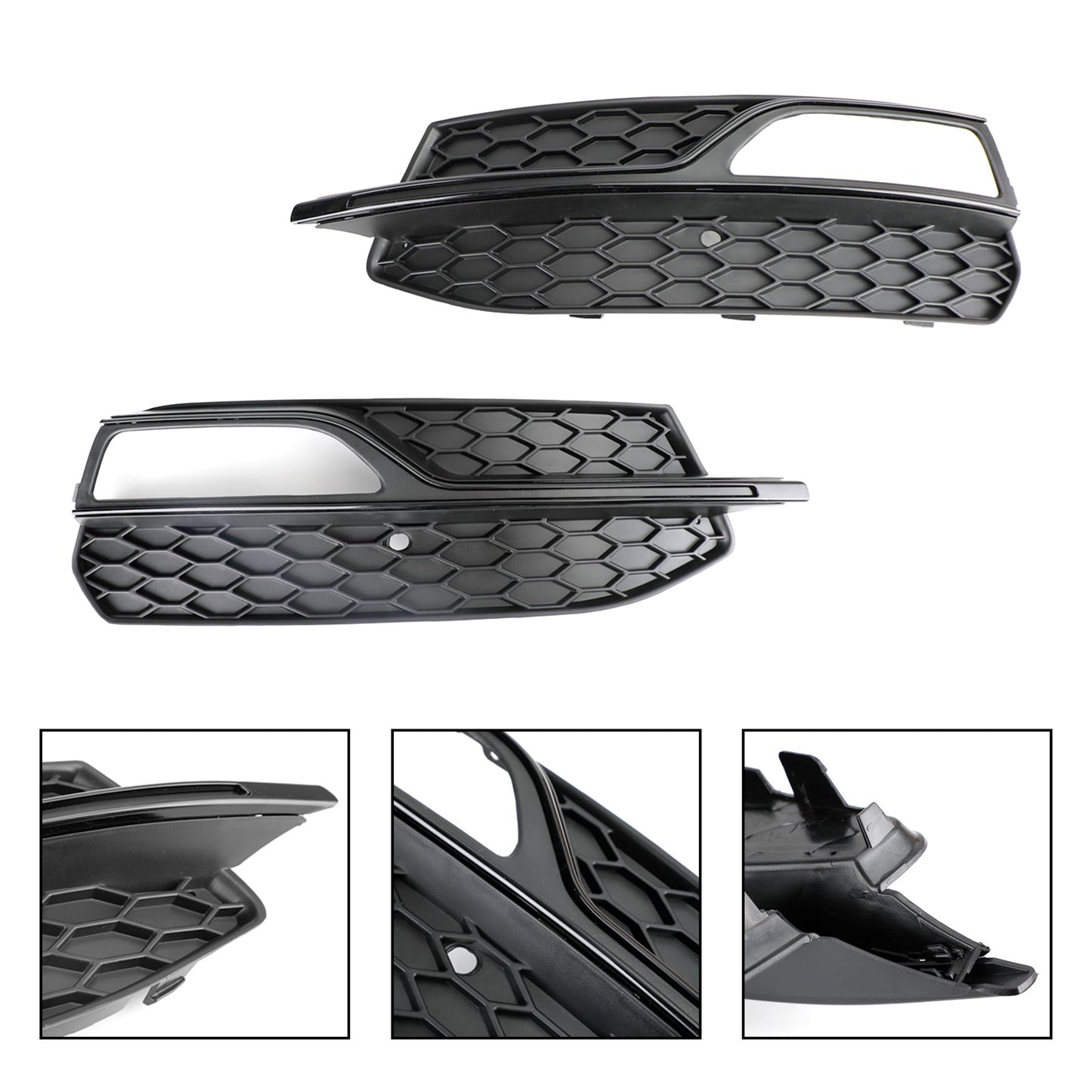 2013-2016 Audi A3 S-Line / S3 Lower Bumper Fog Light Cover Grille Replacement Honeycomb Grill 8V3807681G 8V3807682G