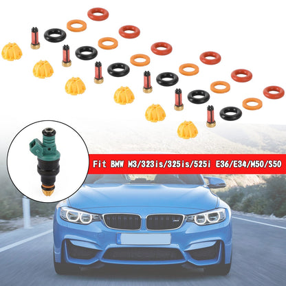 1992-1995 BMW 325I 325IS 6 set Fuel Injectors Repair Seal Kit 0280150415 13641730060 13641730080 62429 FJ292