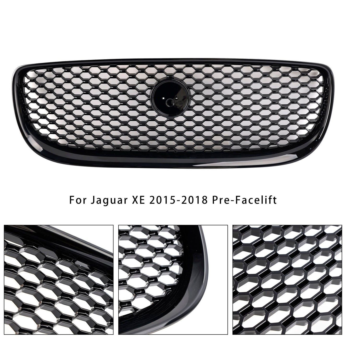 2015-2018 Jaguar XE Gloss Black Honeycomb Front Bumper Grille Grill