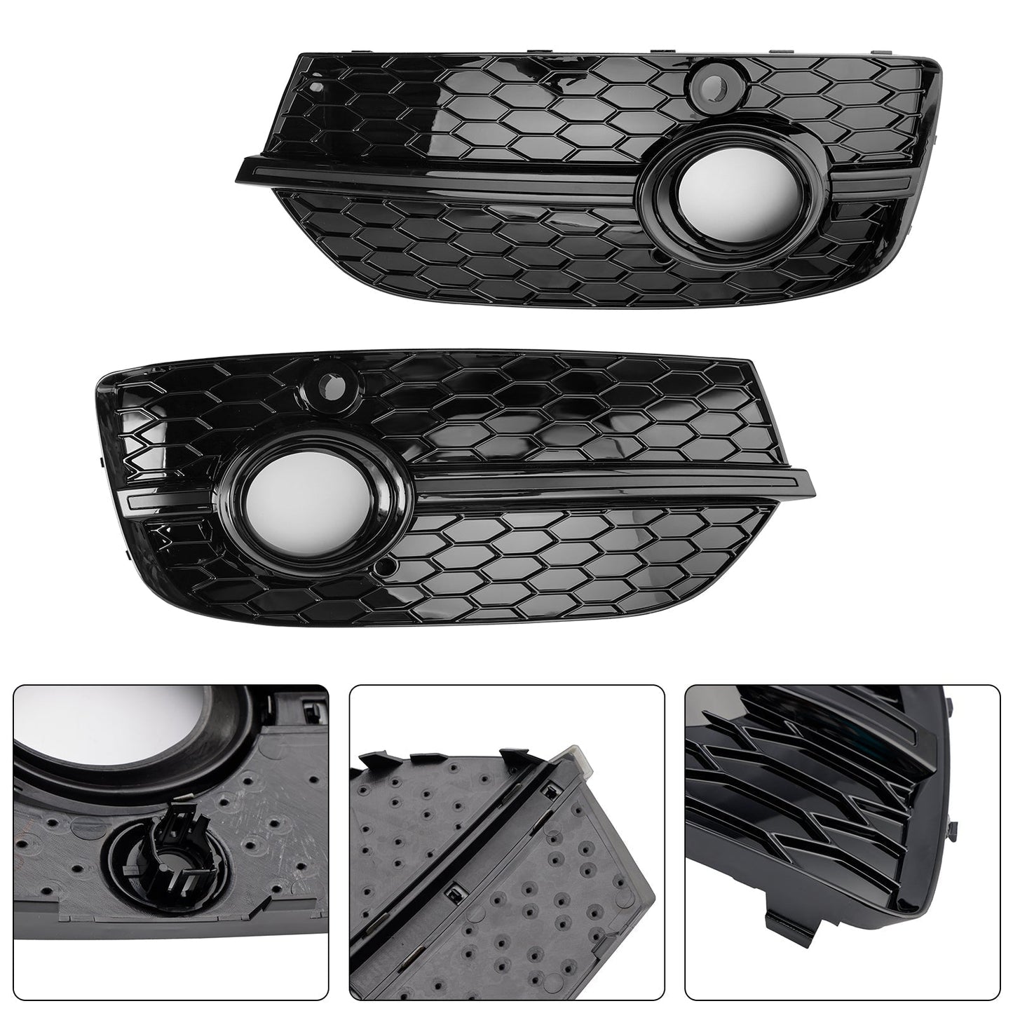 2013-2015 Audi Q3 RSQ3 Style Honeycomb Front Fog Light Covers Gloss Black