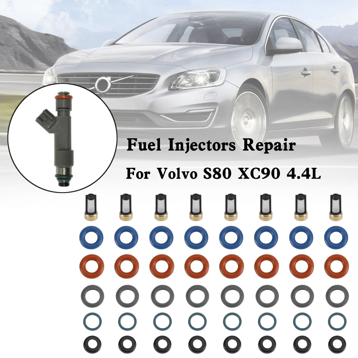 Kit de joint de réparation d'injecteurs de carburant Volvo S80 XC90 4.4L 8 pièces capuchon de filtre FJ1073 85212247 1550589
