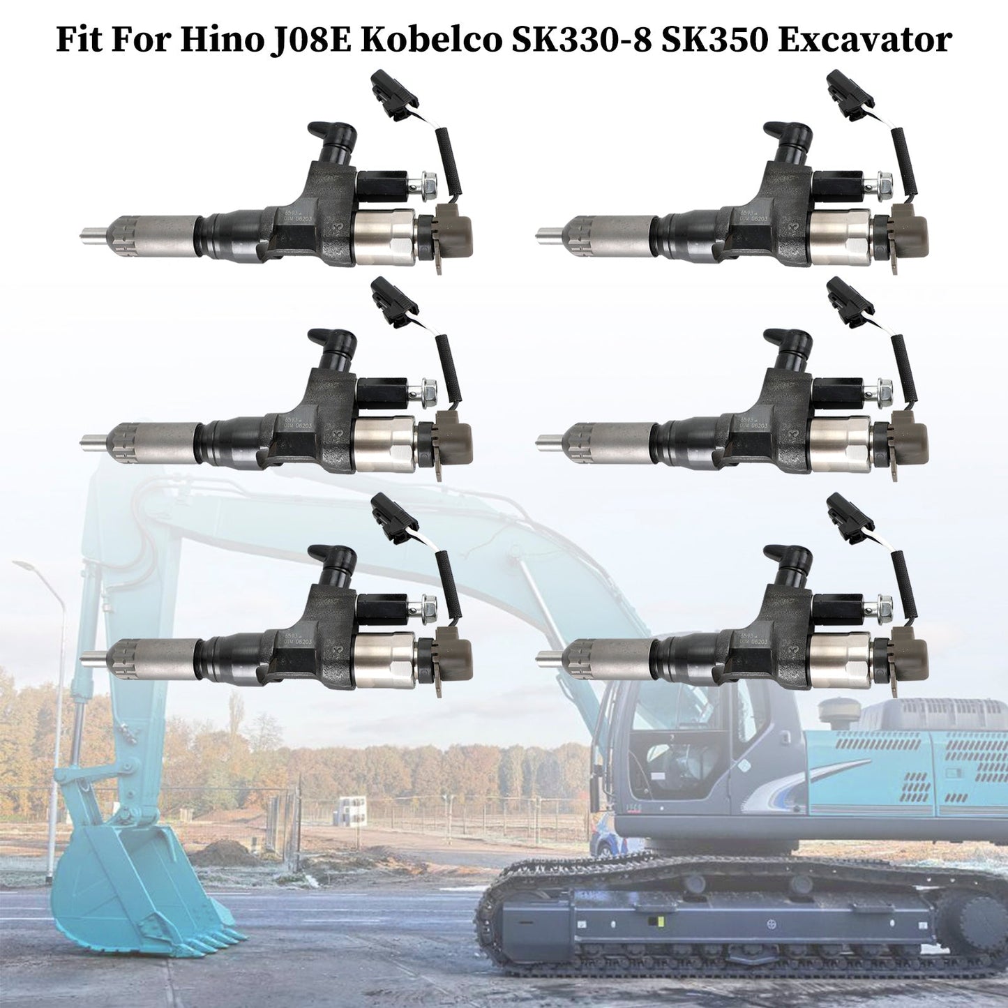 Injecteurs de carburant pour excavatrice Hino J08E Kobelco SK330-8 SK350 6 pièces 095000-6593 CB84034501S 23670-E0010