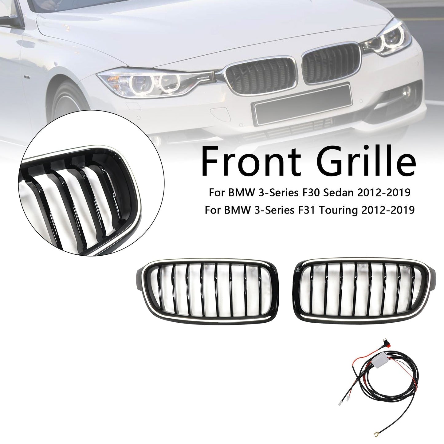 2012-2019 BMW 3 Series F30 F31 F35 Gloss Black 51137263481 Front Kidney Grille Grill