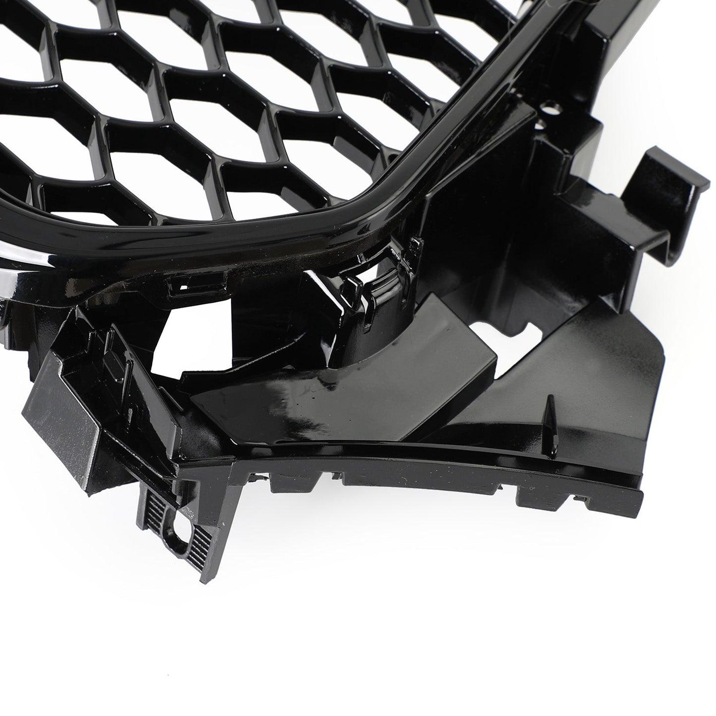 2012-2016 Audi B8.5 A4 / A4 Sline / S4 Front Grill RS4 Honeycomb Mesh Hex Black Grille W/ Silver Ring Emblem