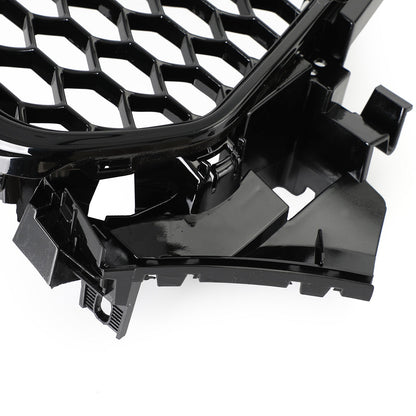 2012-2016 Audi B8.5 A4 / A4 Sline / S4 Front Grill RS4 Honeycomb Mesh Hex Black Grille W/ Silver Ring Emblem
