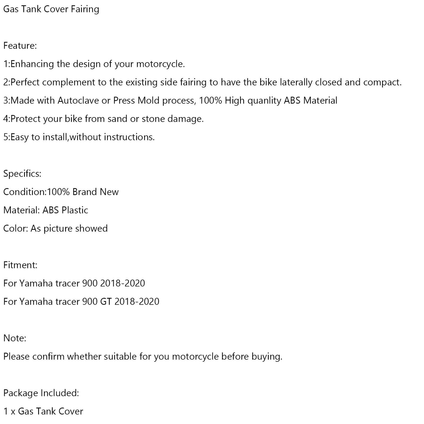 Gas Tank Cover Guard Fairing Protector For For Yamaha tracer 900 / GT 2018-2020