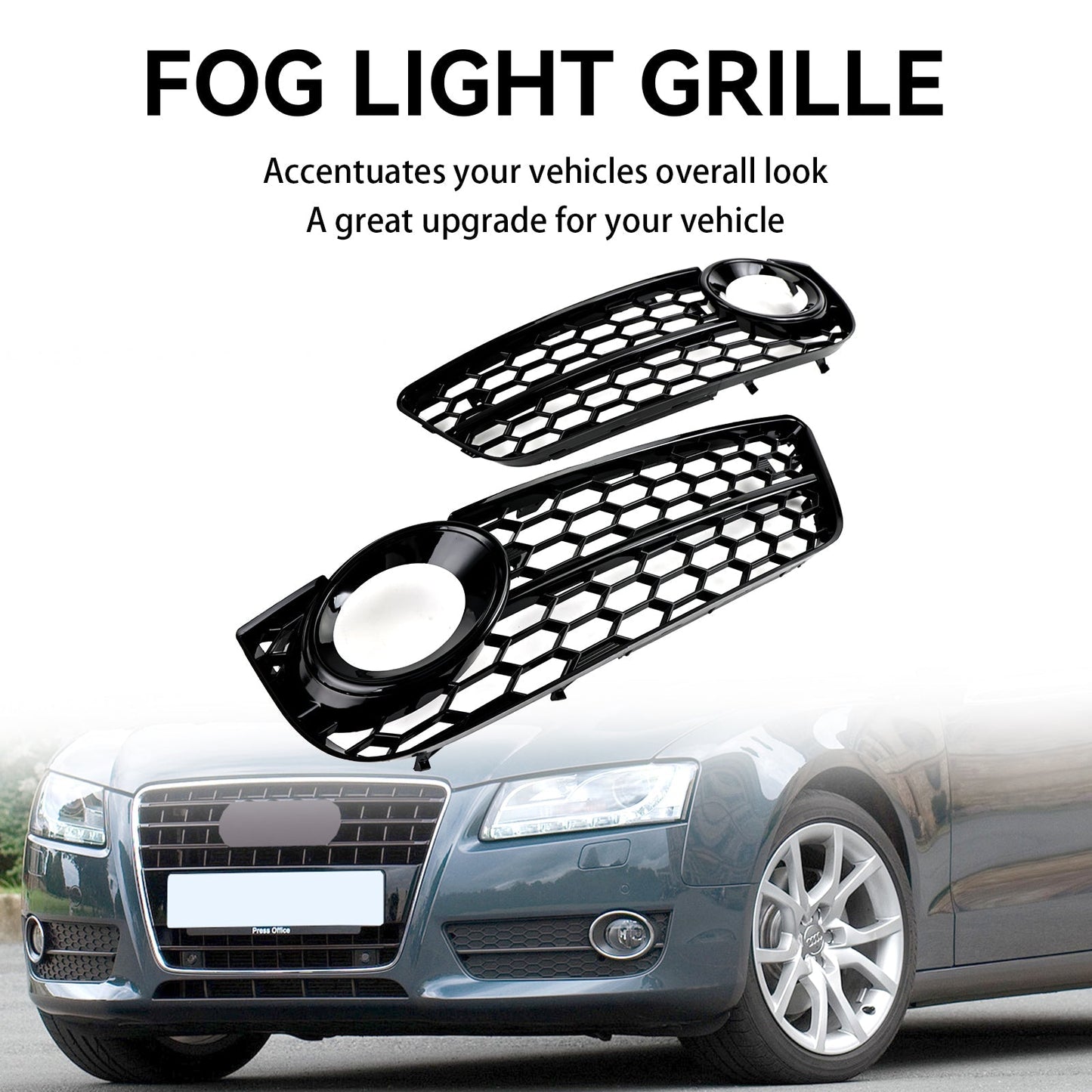 2007-2011  Audi A5 Standart Pair Honeycomb Front Fog Light Cover Grille 1522024