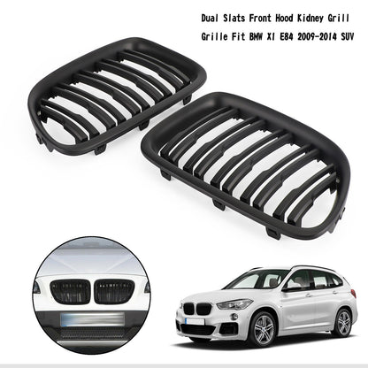 BMW 2009-2014 X1 SUV 51112993305 51112993306 Matt Black Dual Slats Front Hood Kidney Grill Grille