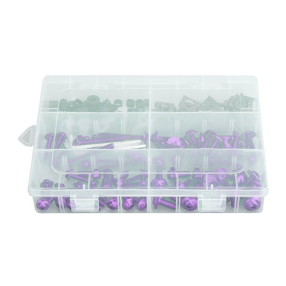 177PCS Motorcycle Sportbike Windscreen Fairing Bolts Kit Purple Fastener Screws