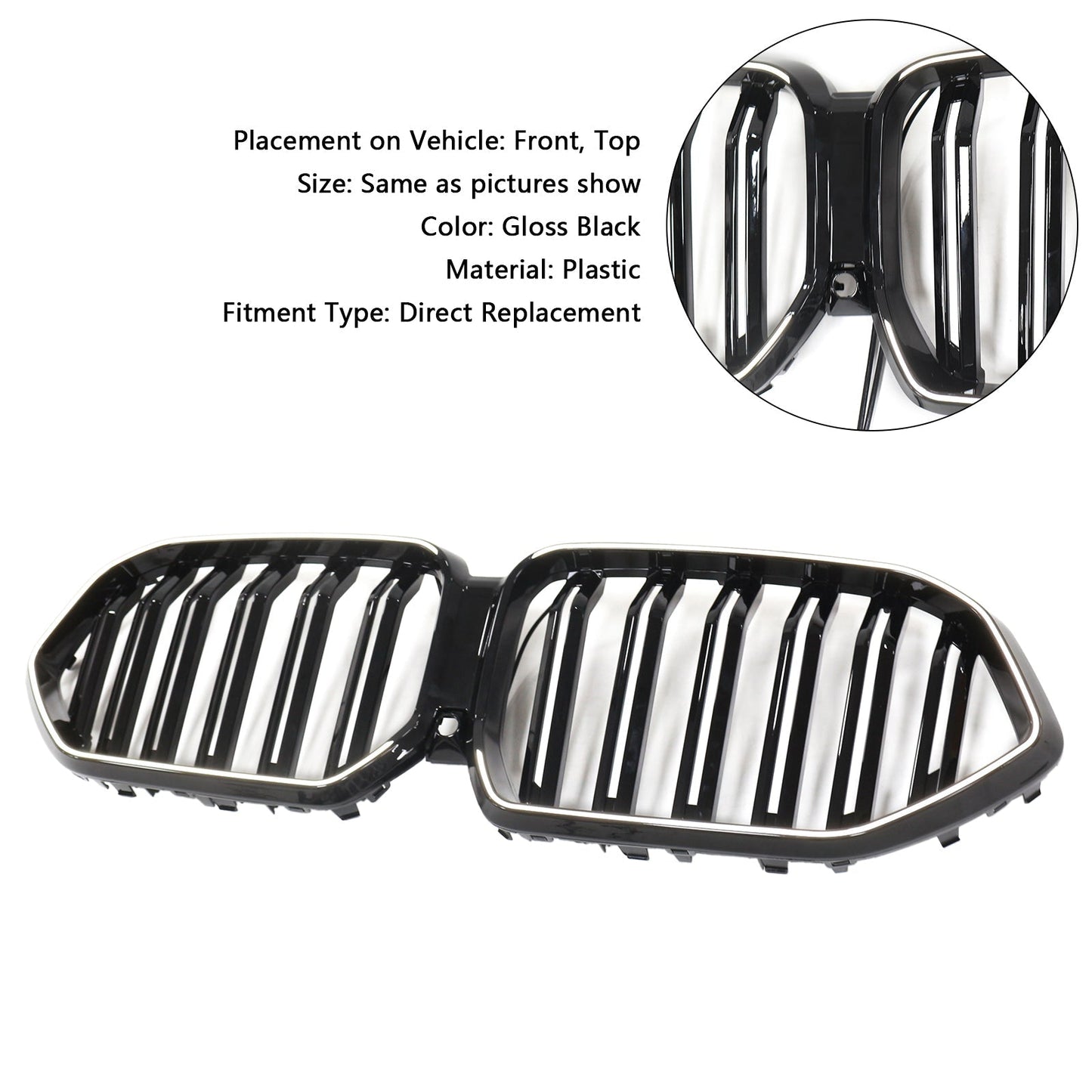 2020-2022 BMW X6 G06 M50i Gloss Black Front Bumper Grille W/Camera Hole