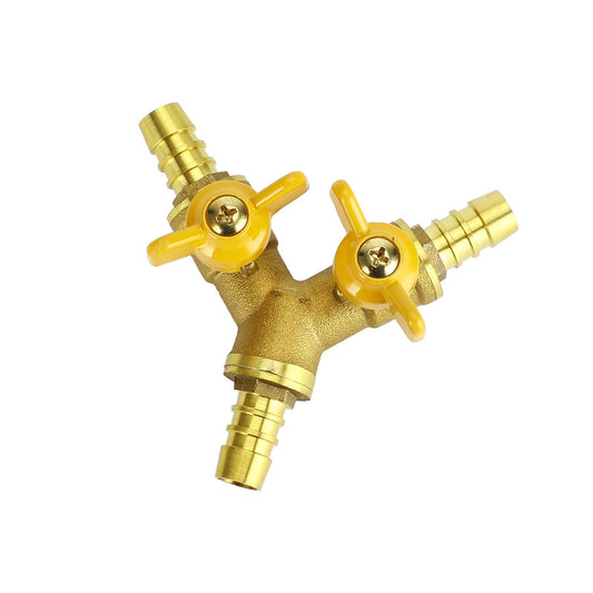 Válvula de bola con espiga para manguera de 3/8", conector en forma de Y de 3 vías, conexión de latón, diámetro exterior de 11 mm