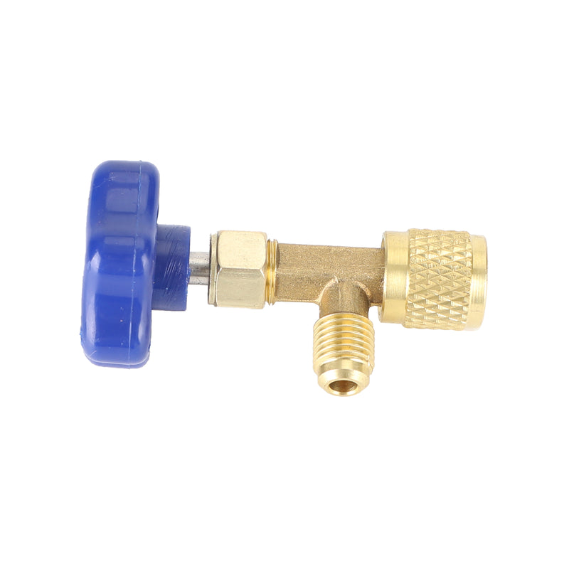 Robinet de climatisation 1/4 SAE en laiton pour réfrigérant, bleu