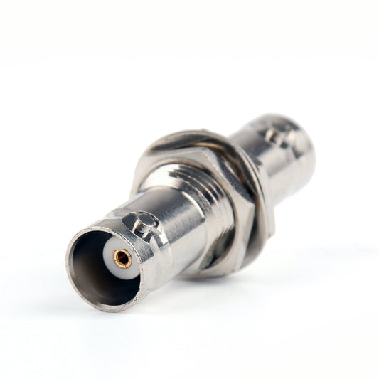 Adaptador BNC hembra a conector BNC hembra para montaje en panel, recto, F/F