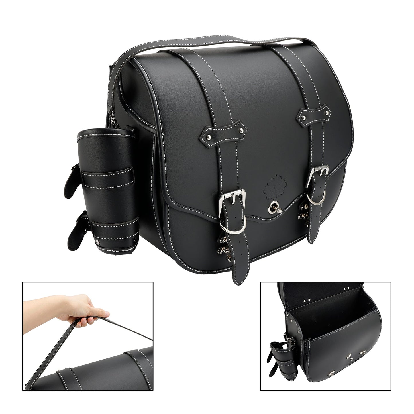 Sacoche latérale à dégagement rapide pour outils et bagages, pochette de rangement épaisse noire pour moteur